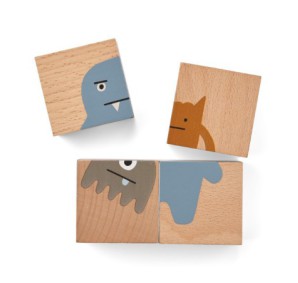 Przyjemne kolorowe drewniane puzzlie Suki w różnych kształtach